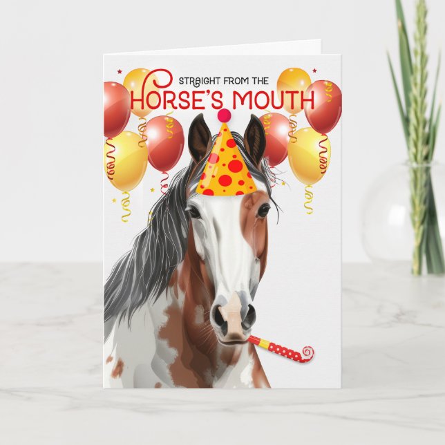 Carte Chestnut Pinto Horse Amusant Anniversaire (Devant)
