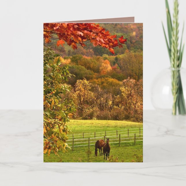 Carte Cheval à l'anniversaire d'automne (Devant)