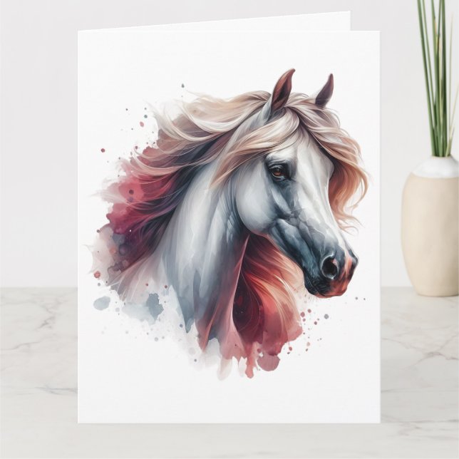 Carte Cheval Aquarelle (Devant)