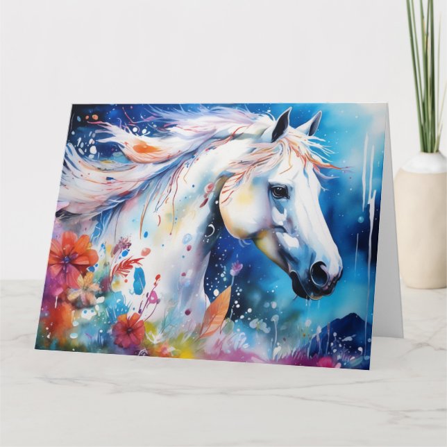 Carte Cheval Aquarelle (Devant)