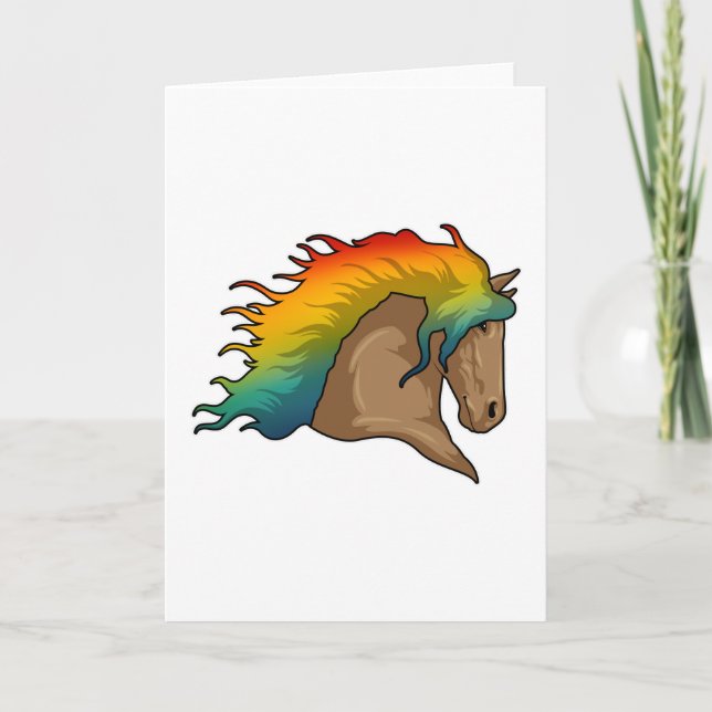 Carte Cheval aux crinières arc-en-ciel (Devant)