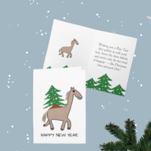 Carte Cheval avec sapin de Noël