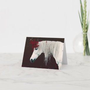 Carte Cheval Blanc Fleurs rouges Toutes les occasions Sa