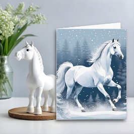 Carte Cheval blanc magique d'hiver