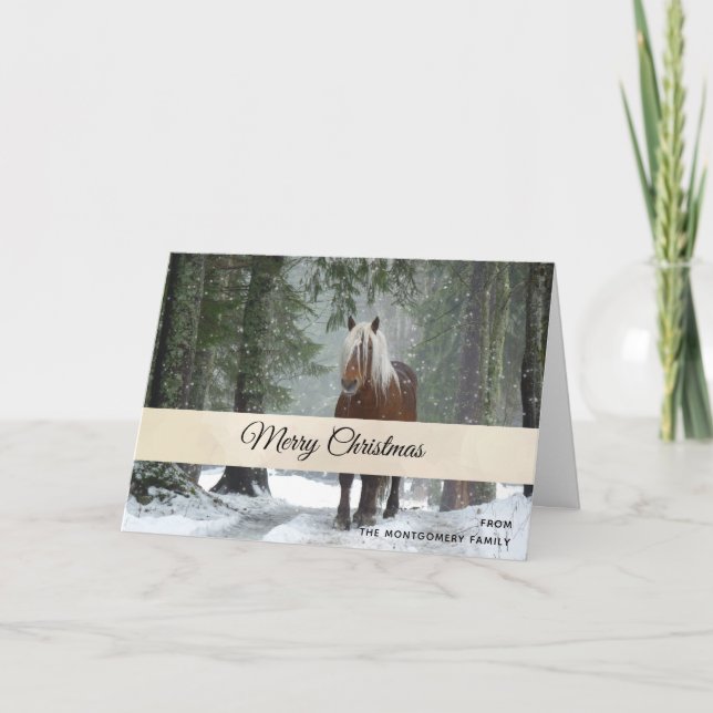 Carte Cheval Brown pittoresque dans une forêt d'hiver No (Devant)