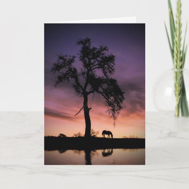 Carte Cheval Chêne Arbre Nature Eau de vous Penser (Devant)