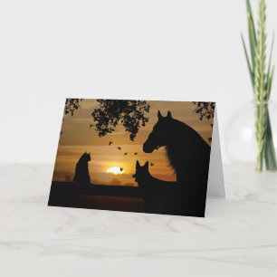 Carte Cheval Chien Chat Oiseaux Vide