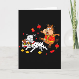 Carte Cheval Chinois Dalmatien Drôle Hommes Femmes Joyeu