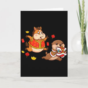 Carte Cheval Chinois Loutre Drôle Enfants Hommes Femmes 