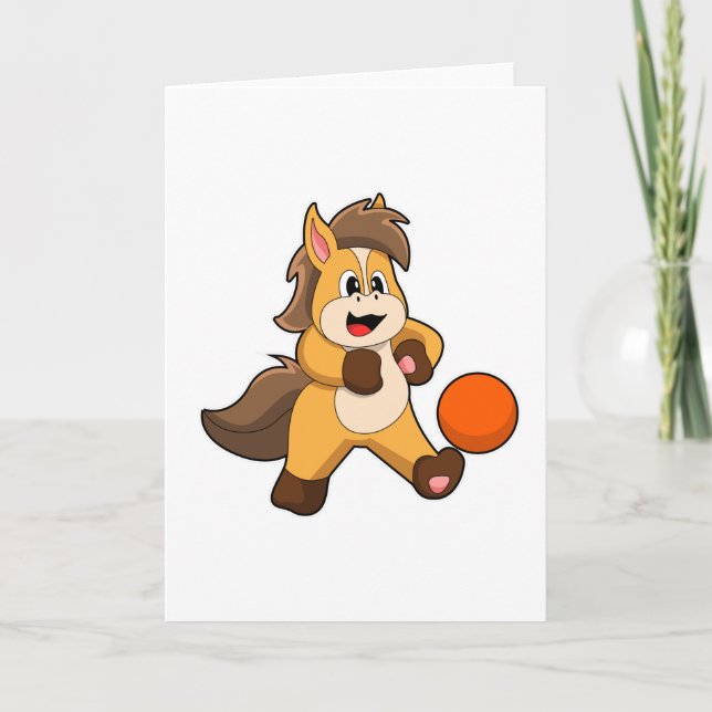 Carte Cheval comme joueur de football avec balle de foot (Devant)