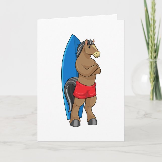 Carte Cheval comme Surfer avec Surfboard (Devant)