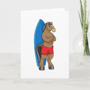 Carte Cheval comme Surfer avec Surfboard