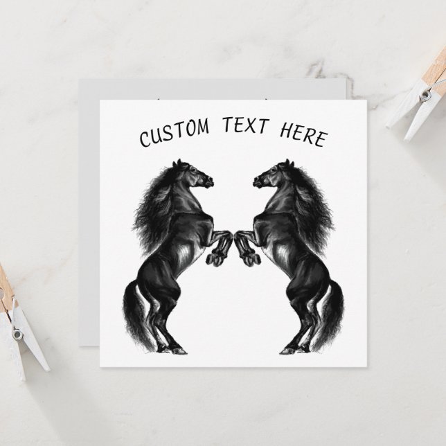 Carte Cheval Couple personnalisée avec texte perso (Devant/Arrière en situation)
