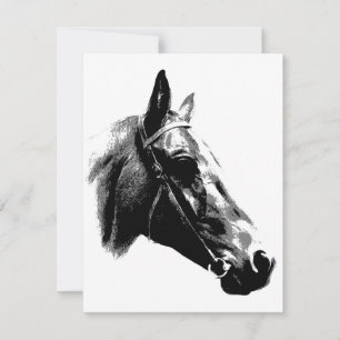 Carte Cheval d'art pop noir et blanc