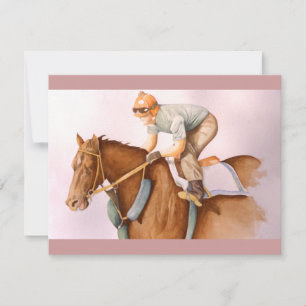 Carte Cheval de course et Jockey WaterColor