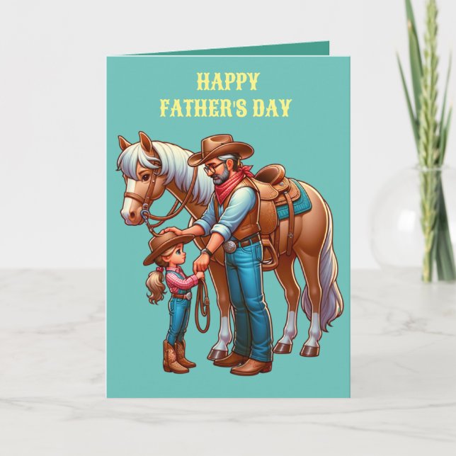 Carte Cheval de l'Ouest Enfant de Cheval Fête des pères  (Devant)