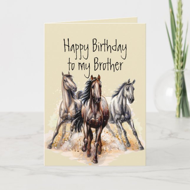 Carte Cheval de l'Ouest sauvage Anniversaire Frère ferme (Devant)
