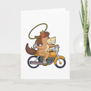 Carte Cheval en cow-boy avec Lasso et moto
