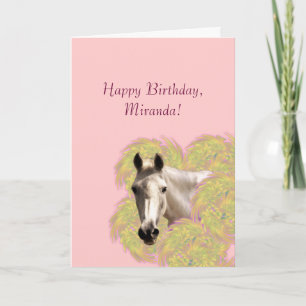 Carte Cheval en Fleurs - Joyeux anniversaire!