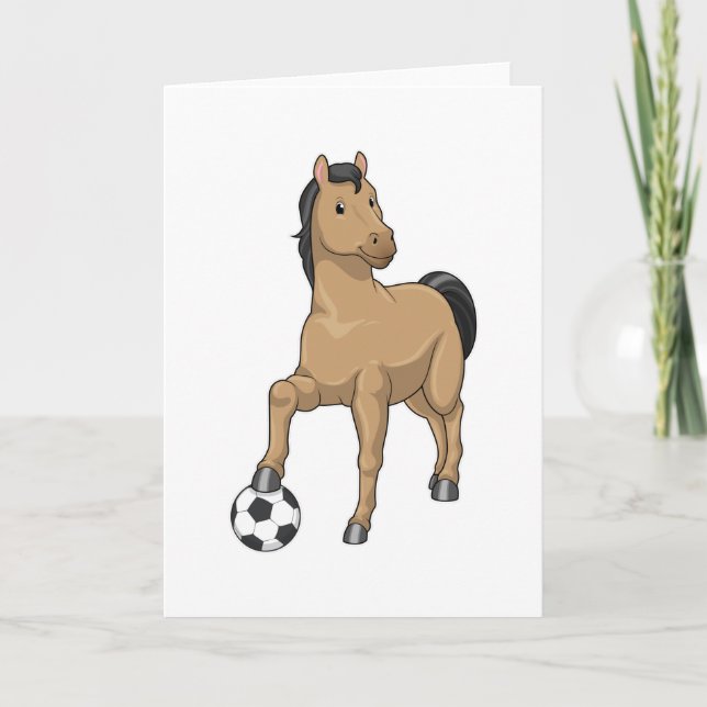 Carte Cheval en joueur de football avec ballon (Devant)