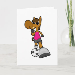 Carte Cheval en joueur de football avec ballon de footba