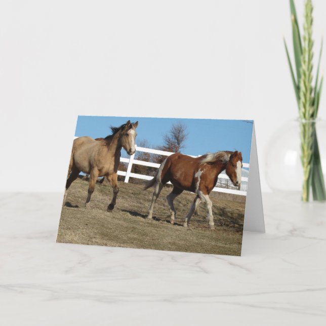 Carte Cheval en peau de seau et peinture (Devant)