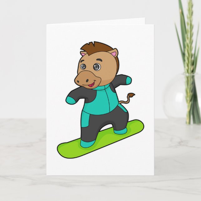 Carte Cheval en planchiste avec snowboard (Devant)