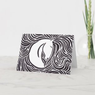 Carte Cheval en stylo brosse