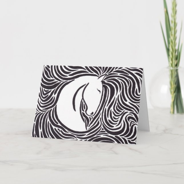 Carte Cheval en stylo brosse (Devant)