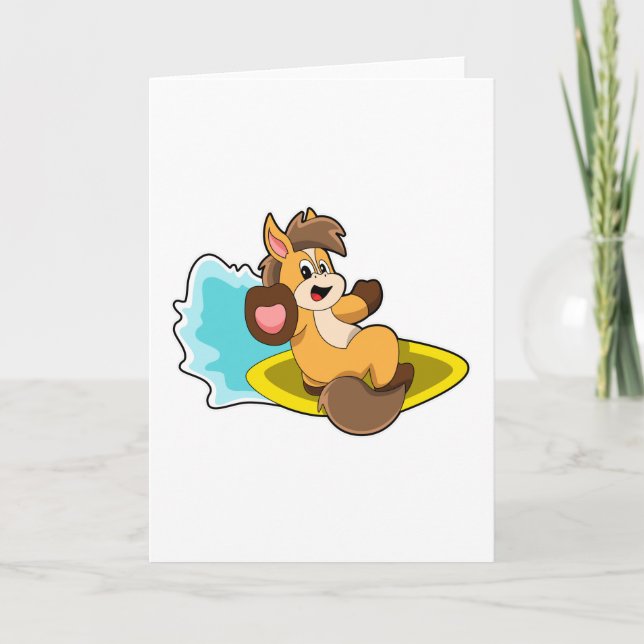 Carte Cheval en tant que surfeur avec planche de surf (Devant)