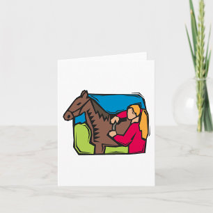 Carte Cheval et fille de la ferme