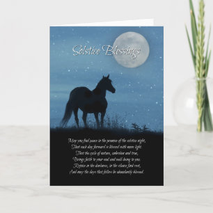 Carte Cheval et Lune poème de bénédiction solstice hiver