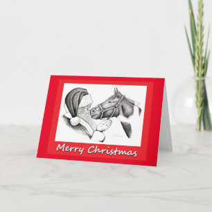 Carte Cheval et Père Noël pour Noël