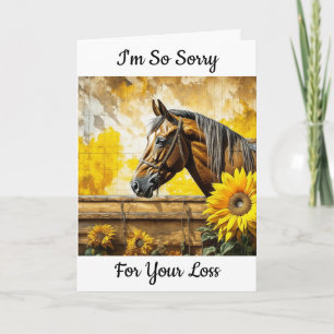 Carte Cheval et tournesol   Désolé pour votre perte