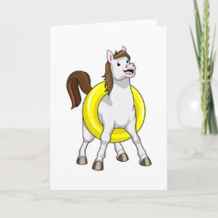 Carte Cheval nageur avec bouée de sauvetage