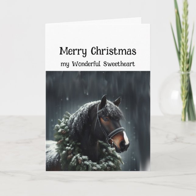 Carte Cheval Noir de Noël Merveilleux amour (Devant)