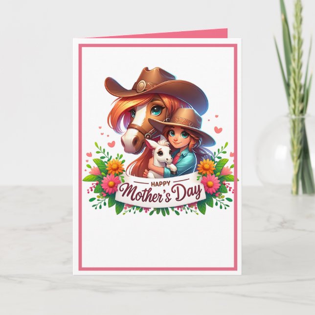 Carte Cheval occidental Happy  Fête des mères 3 sur mesu (Devant)