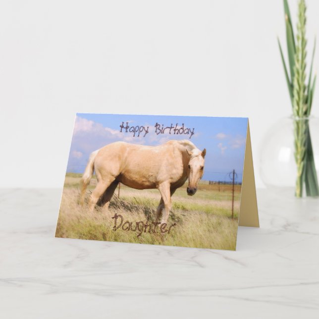 Carte Cheval Palomino d'anniversaire joyeuse fille (Devant)