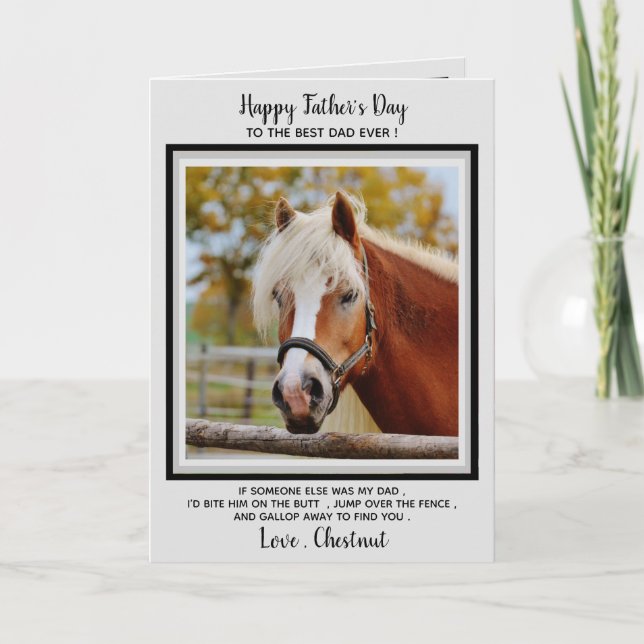Carte Cheval Papa - Drôle Fête des pères Horse Photo (Devant)