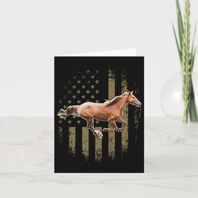 Carte Cheval Patriotique Drapeau Américain Équitation Gi (Devant)