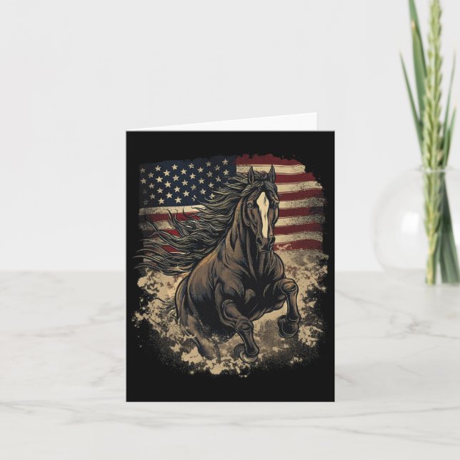 Carte Cheval Patriotique Drapeau Américain Équitation We (Devant)