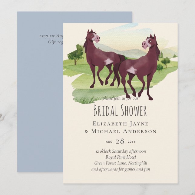 Carte Cheval Pays Thématique Western Rustic Mariage (Devant / Derrière)