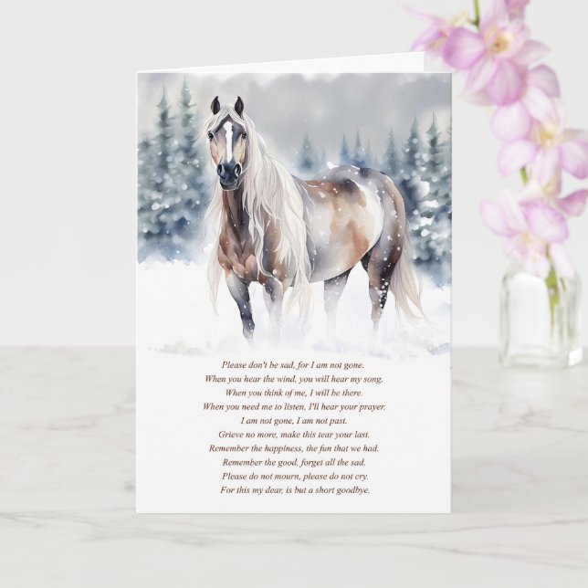 Carte Cheval perte de sympathie avec poème spirituel (Orchidée)