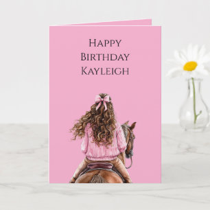 Carte Cheval rose Bow Brown Cheval Brown Cheveux fille A