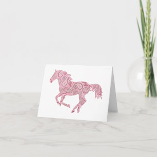 Carte Cheval rose Paisley
