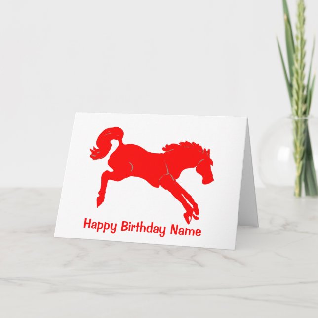 Carte Cheval Rouge Jumping Anniversaire (Devant)