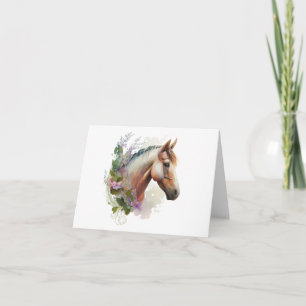 Carte Cheval royal avec Flower Wreath BLANK