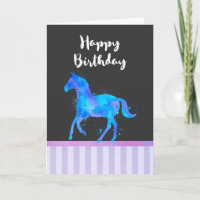 Cheval sauvage en Aquarelle bleu et violet