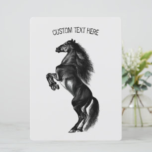 Carte Cheval sauvage noir dressé - Dessin - Texte person