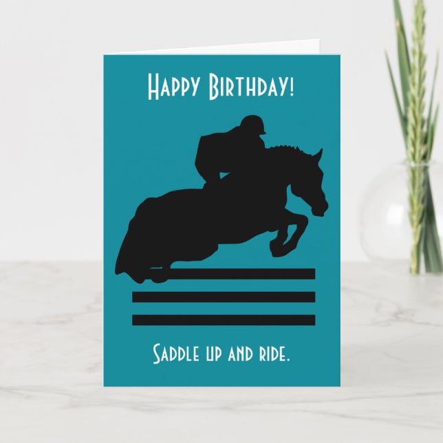 Carte Cheval Show Chasseur Jumper Silhouette Anniversair (Devant)